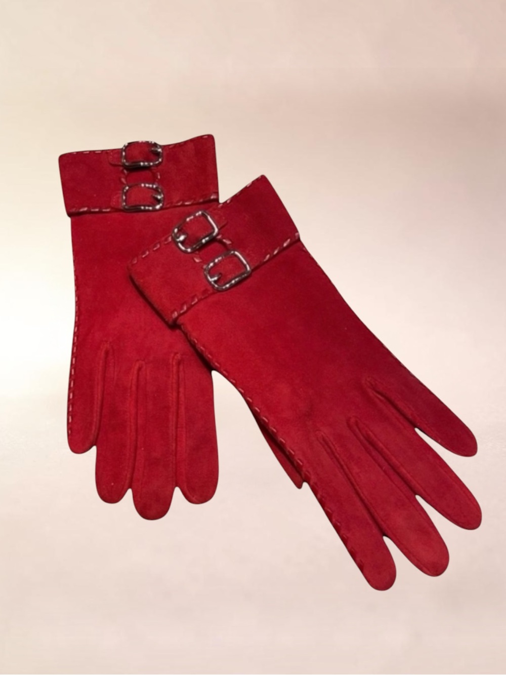 COACH RED Suede Gloves Silk Lined Size 8